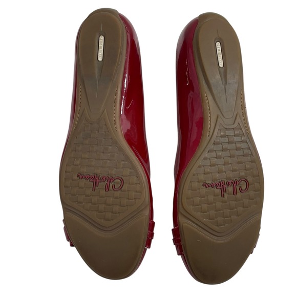 Cole Haan Red Patent Leather Ballet Flats Buckle Detail Shoes Nike Air Sole 7.5 - Picture 6 of 10